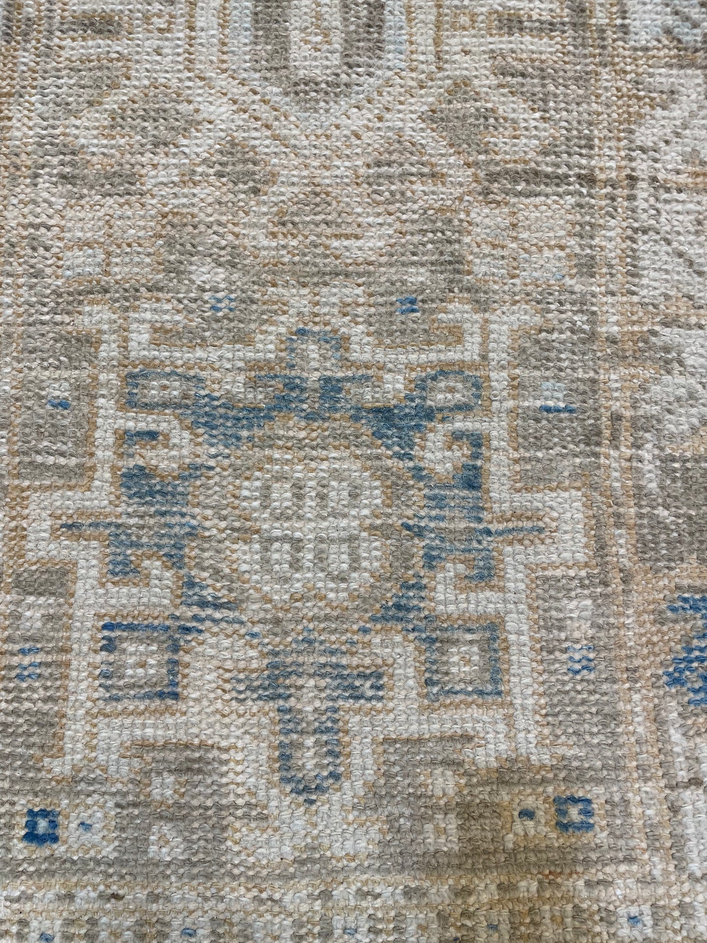 Hand-Knotted Wool Runner Turkish Oushak 1'11" x 6'