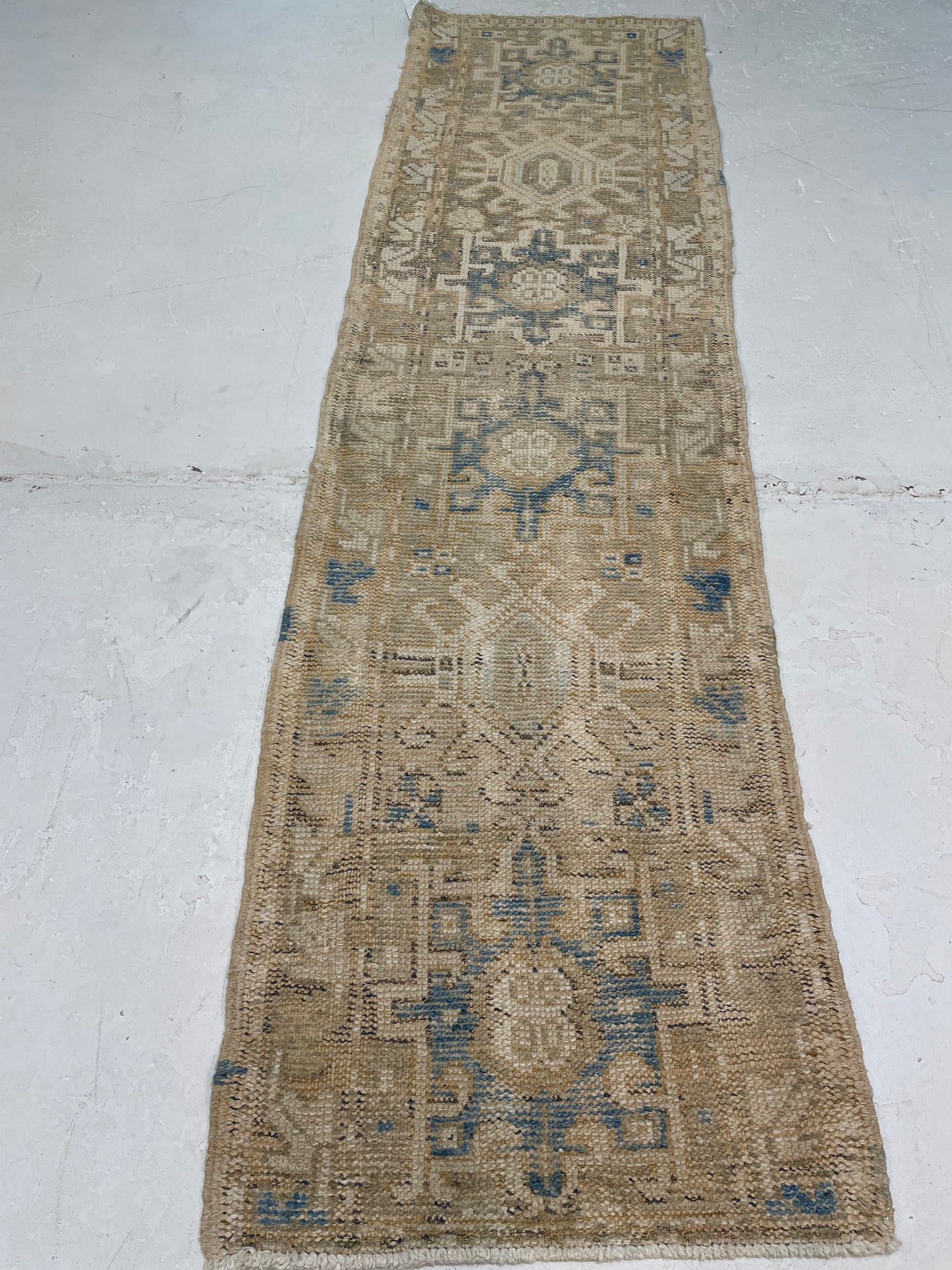Hand-Knotted Wool Runner Turkish Oushak 1'11" x 6'