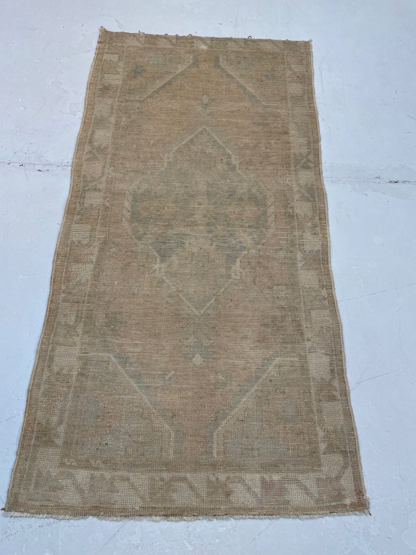 Hand-Knotted Wool Runner Turkish Oushak 2'8" x 5'3"