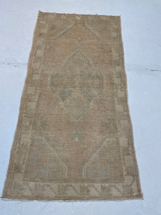 Hand-Knotted Wool Runner Turkish Oushak 2'8" x 5'3"