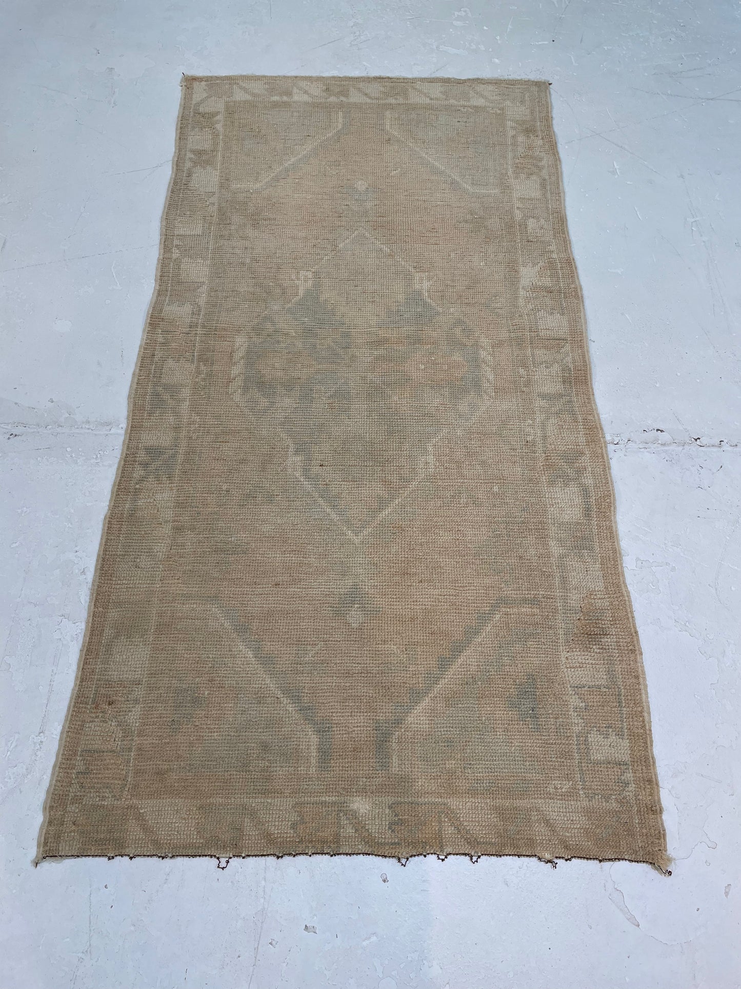 Hand-Knotted Wool Runner Turkish Oushak 2'8" x 5'3"