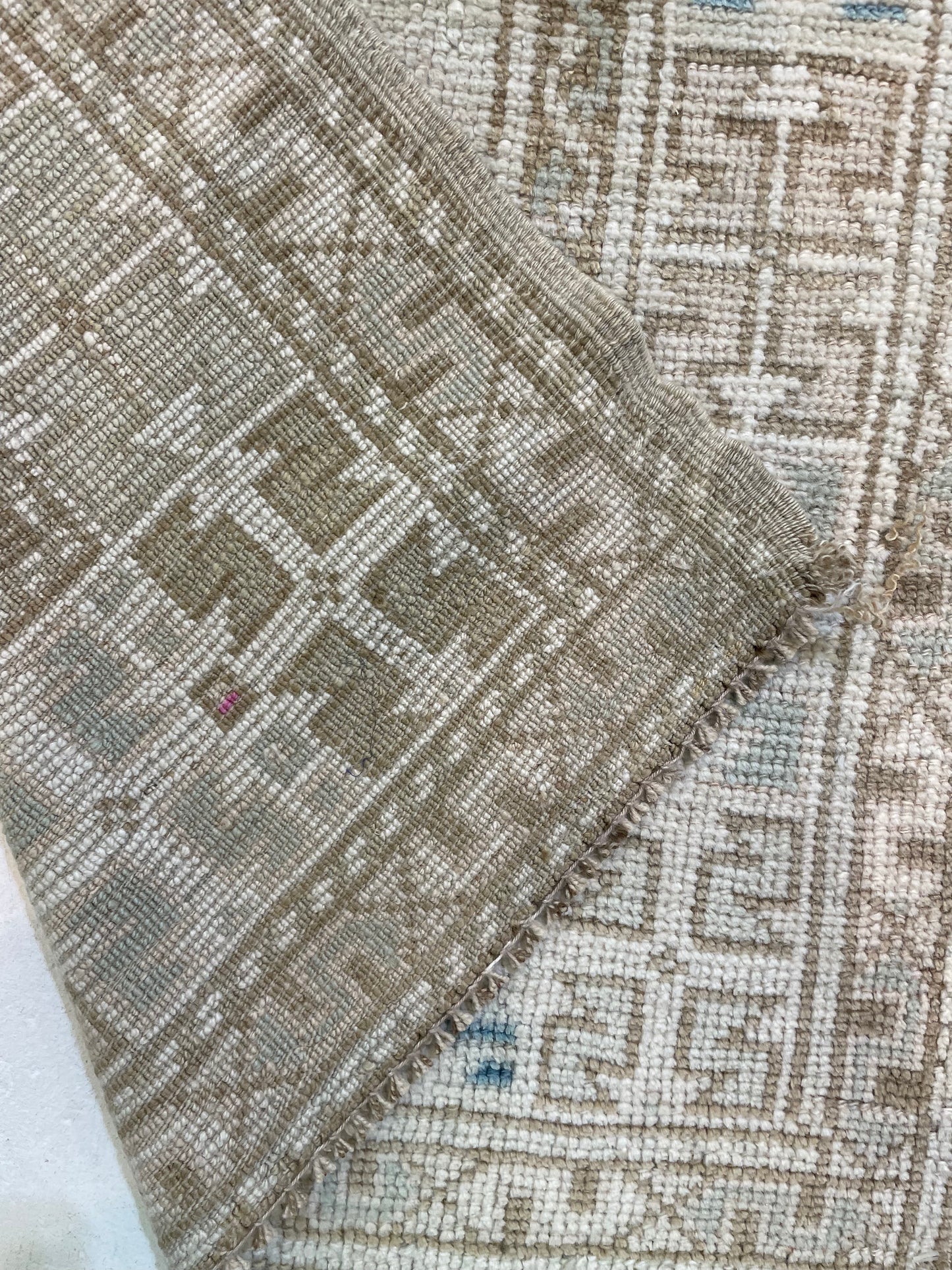 Hand-Knotted Wool Runner Turkish Oushak 2'11" x 15'10"