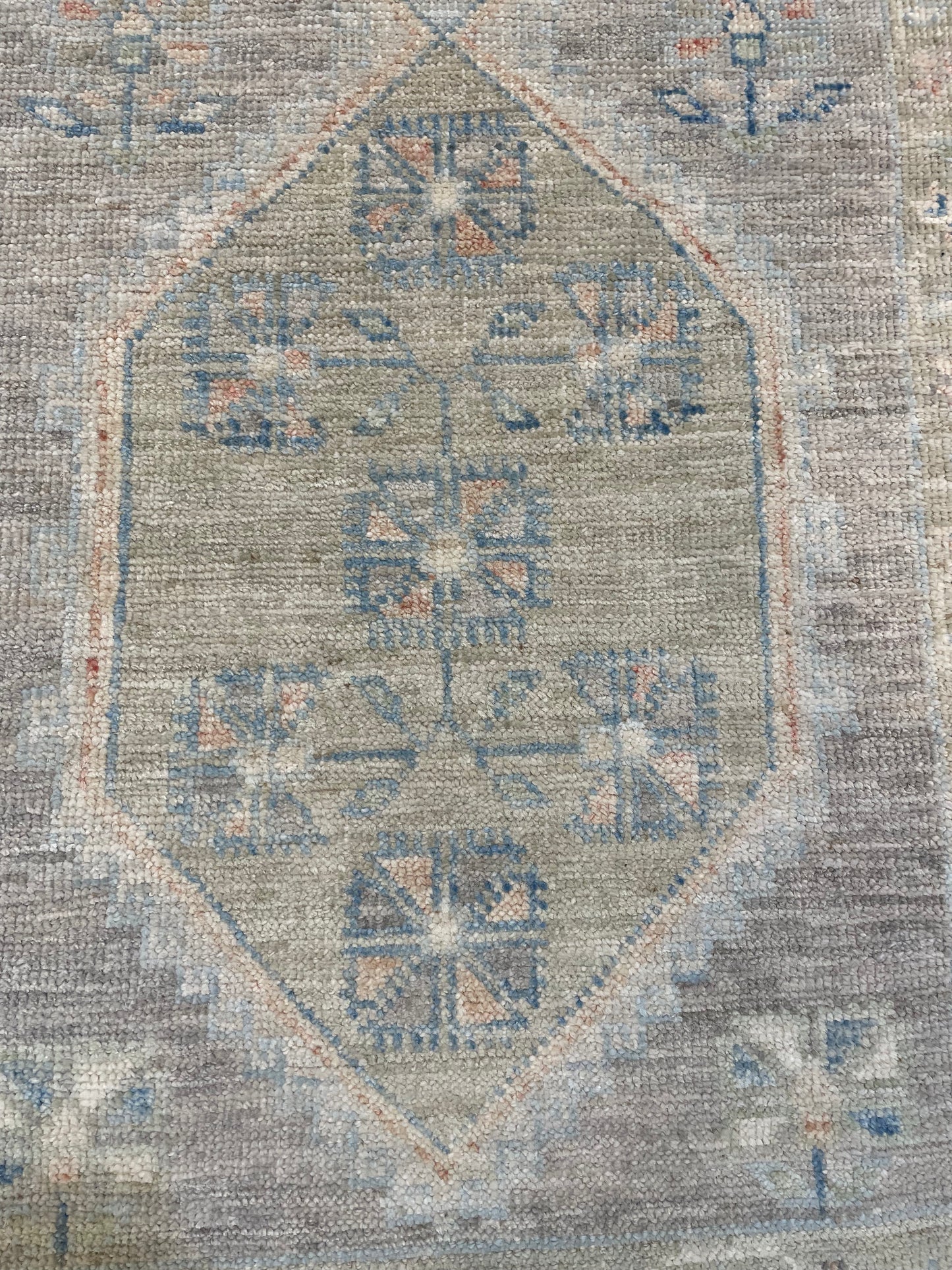Hand-Knotted Wool Runner Turkish Oushak 2'7" x 9'10"