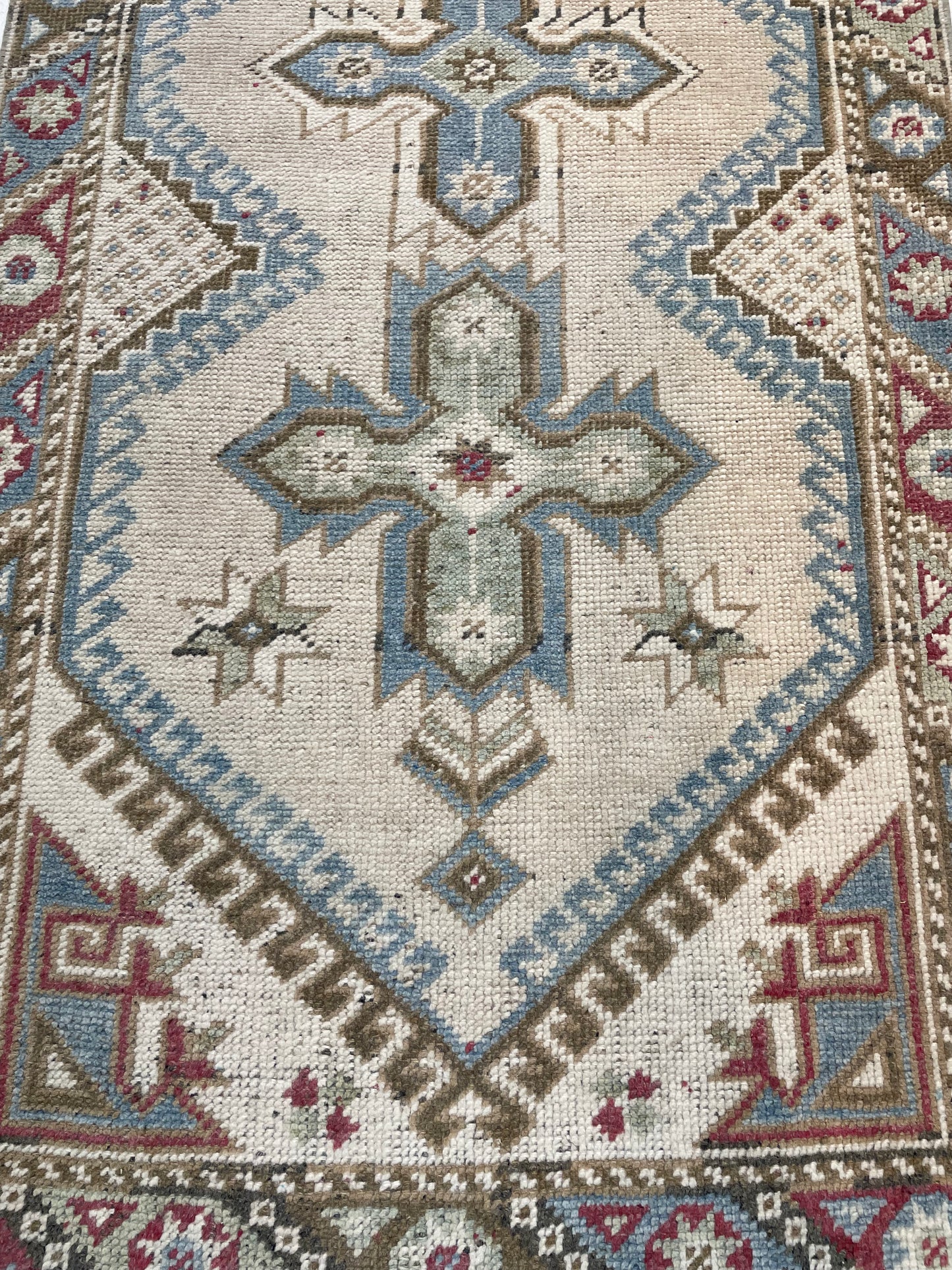 Hand-Knotted Wool Runner Turkish Oushak 2'5" x 8'7"