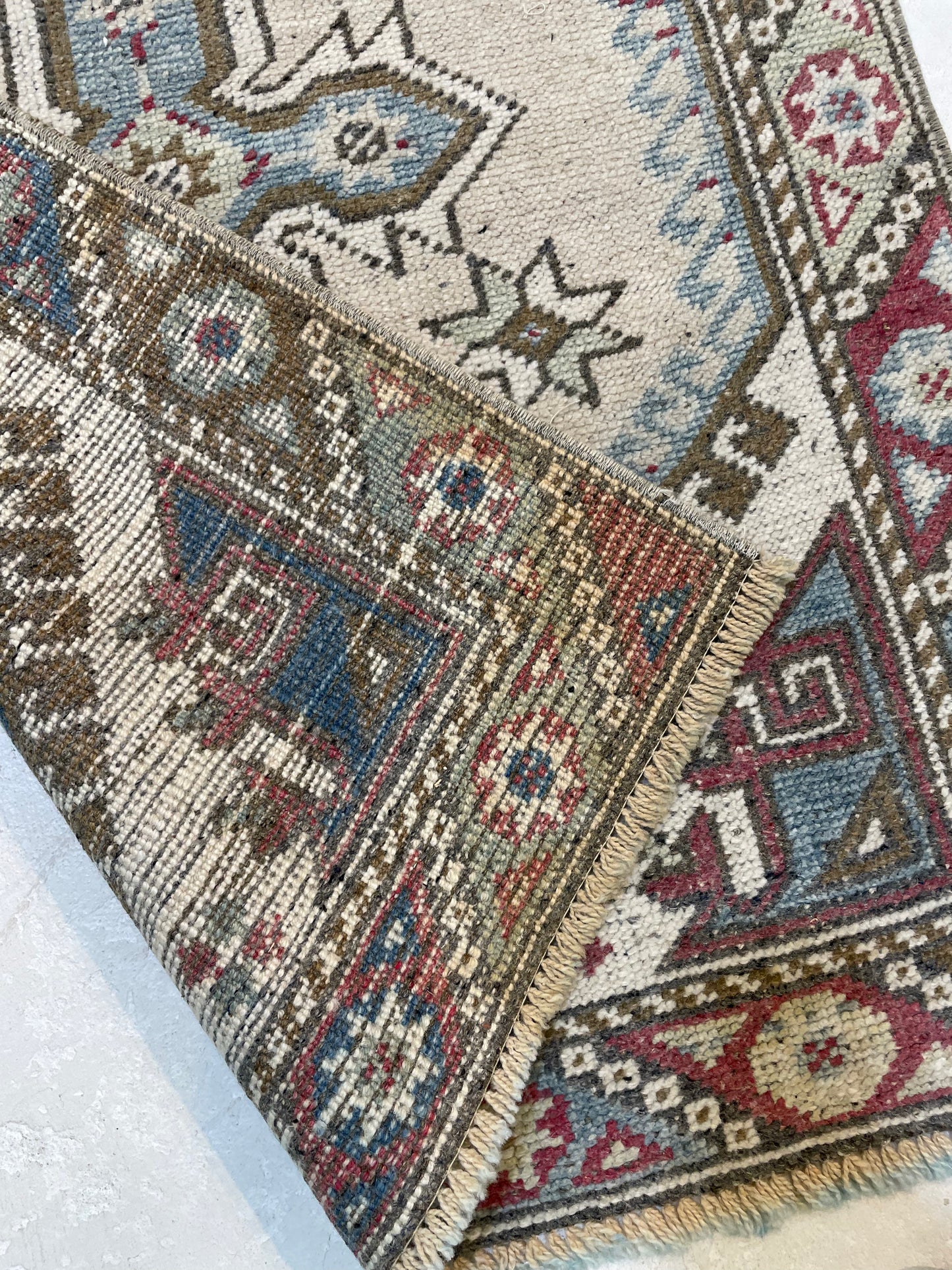 Hand-Knotted Wool Runner Turkish Oushak 2'5" x 8'7"