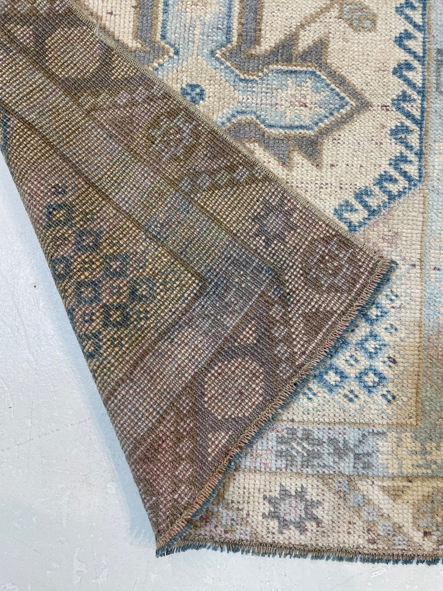 Hand-Knotted Wool Runner Turkish Oushak 2'3" x 5'9"