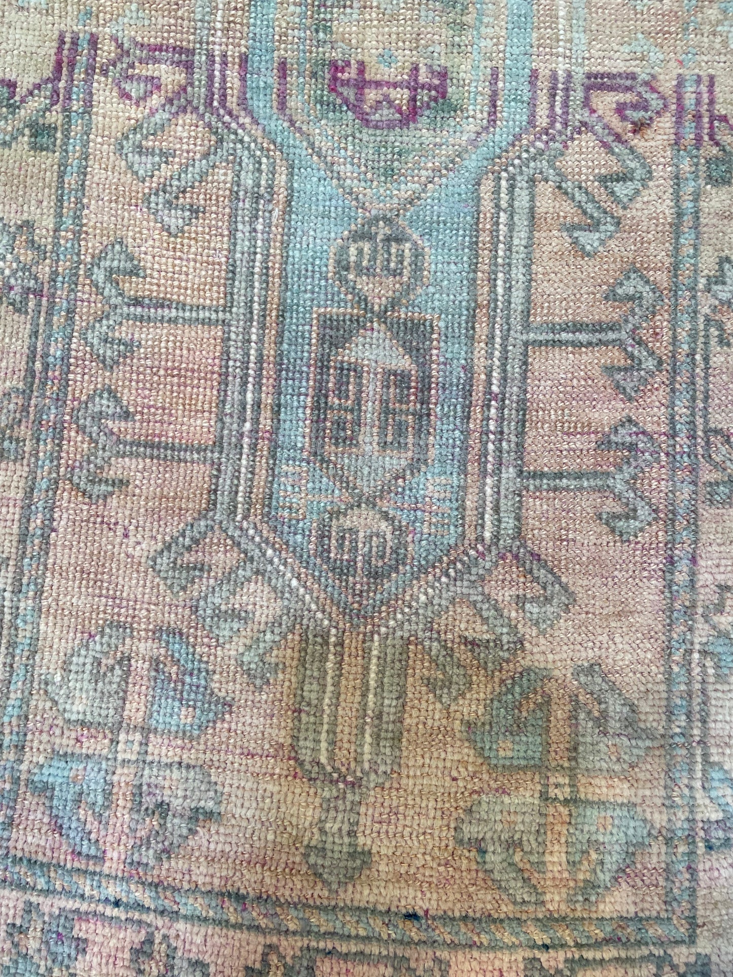 Hand-Knotted Wool Runner Turkish Oushak 1'7" x 7'6"