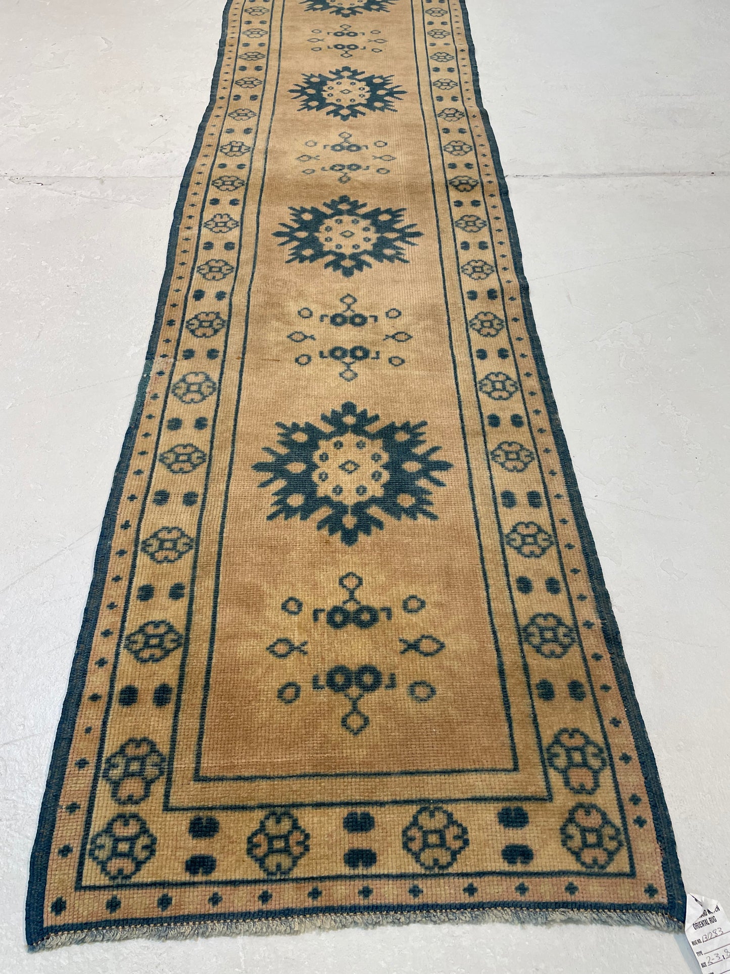Hand-Knotted Wool Runner Turkish Oushak 2'3" x 8'8"
