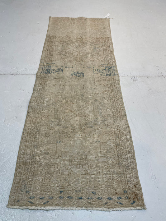 Hand-Knotted Wool Runner Turkish Oushak 2' x 5'4"