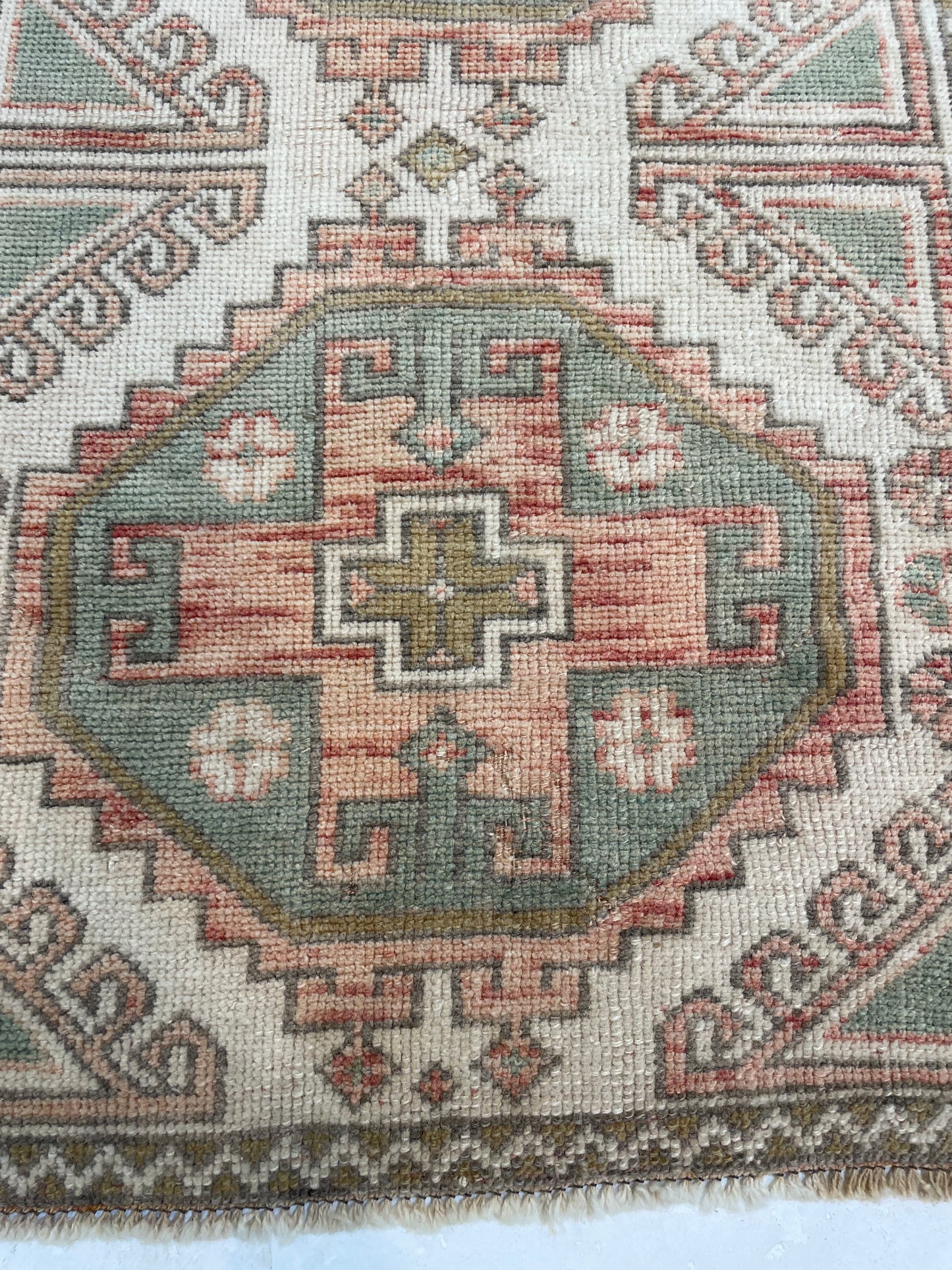 Hand-Knotted Wool Runner Turkish Oushak 2'6" x 7'4"