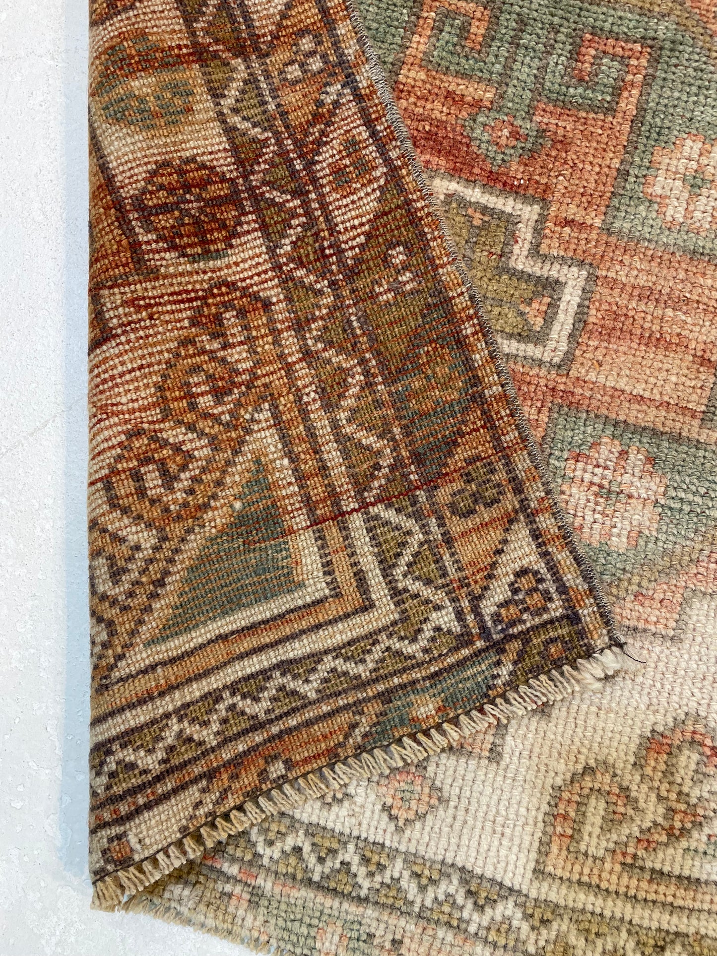Hand-Knotted Wool Runner Turkish Oushak 2'6" x 7'4"