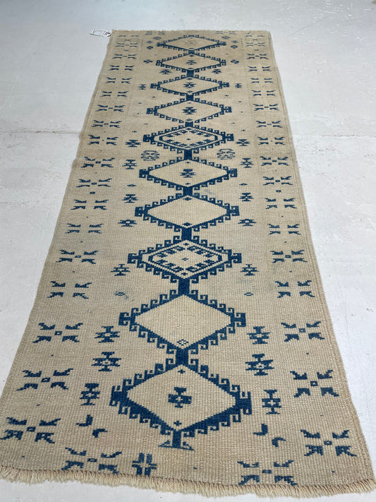 Hand-Knotted Wool Runner Turkish Oushak 2'7" x 6'4"