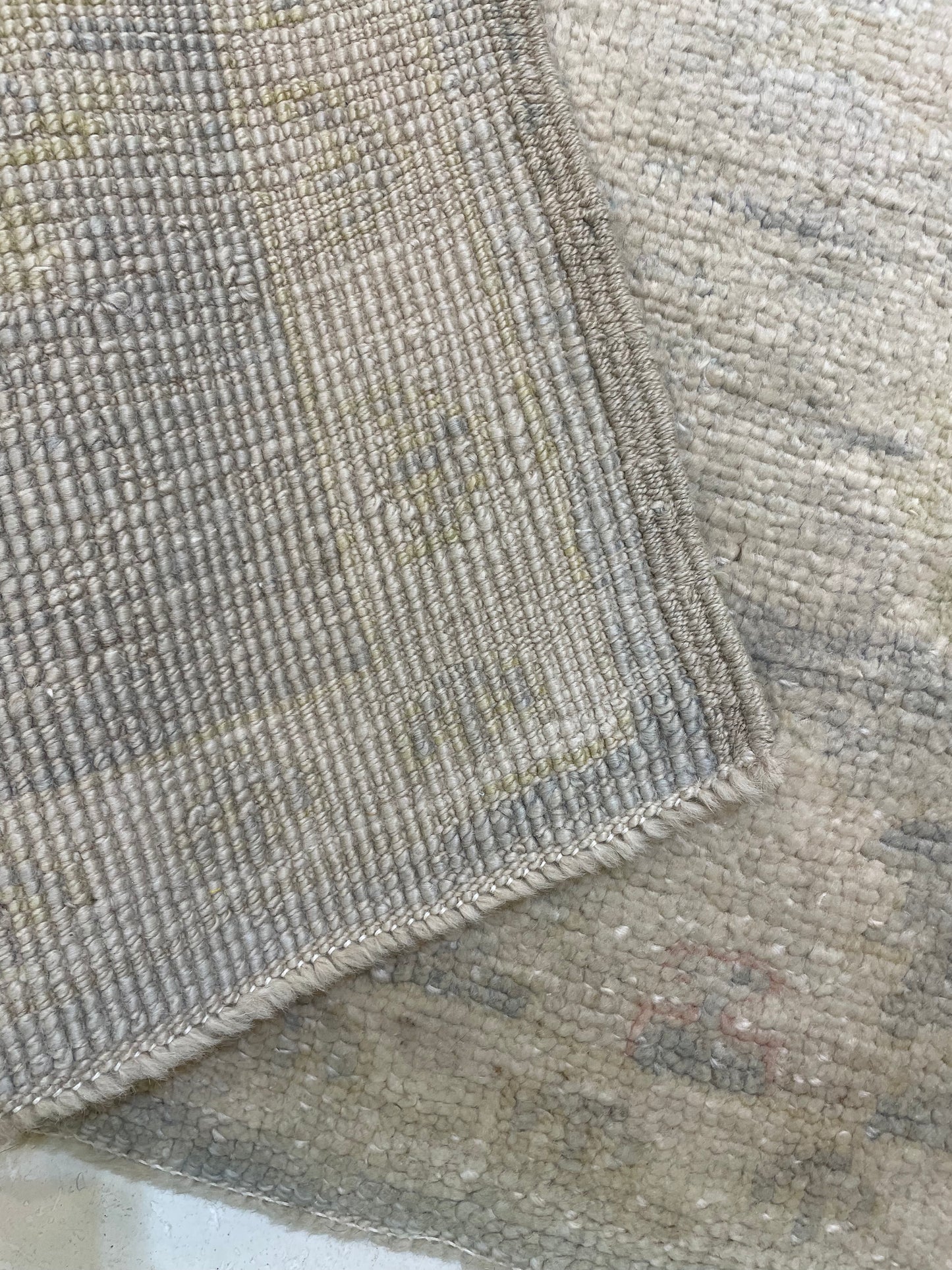 Hand-Knotted Wool Runner Turkish Oushak 3'1" x 12'5"