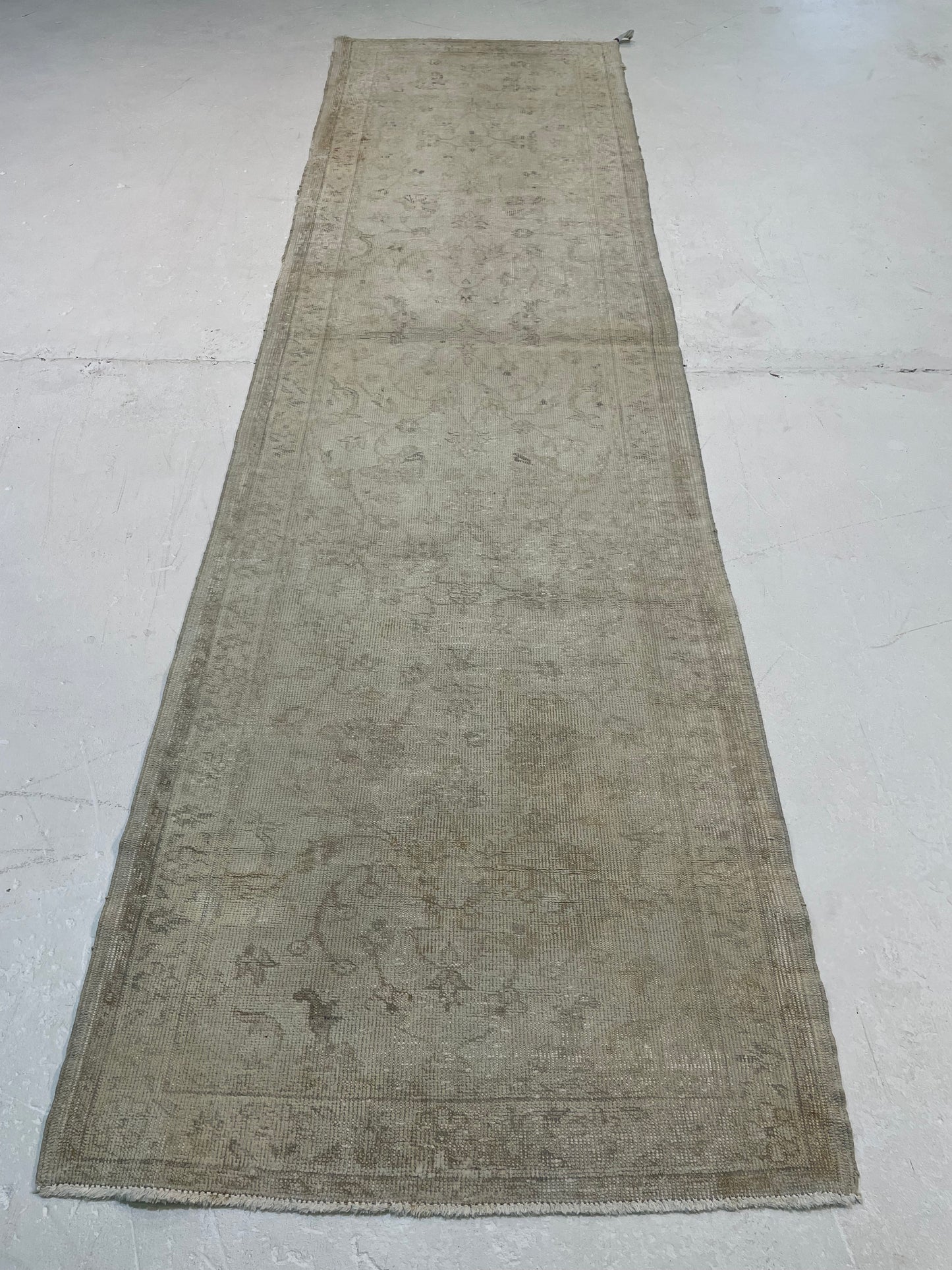 Hand-Knotted Wool Runner Turkish Oushak 2'8" x 9'10"