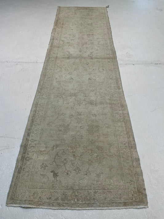 Hand-Knotted Wool Runner Turkish Oushak 2'8" x 9'10"