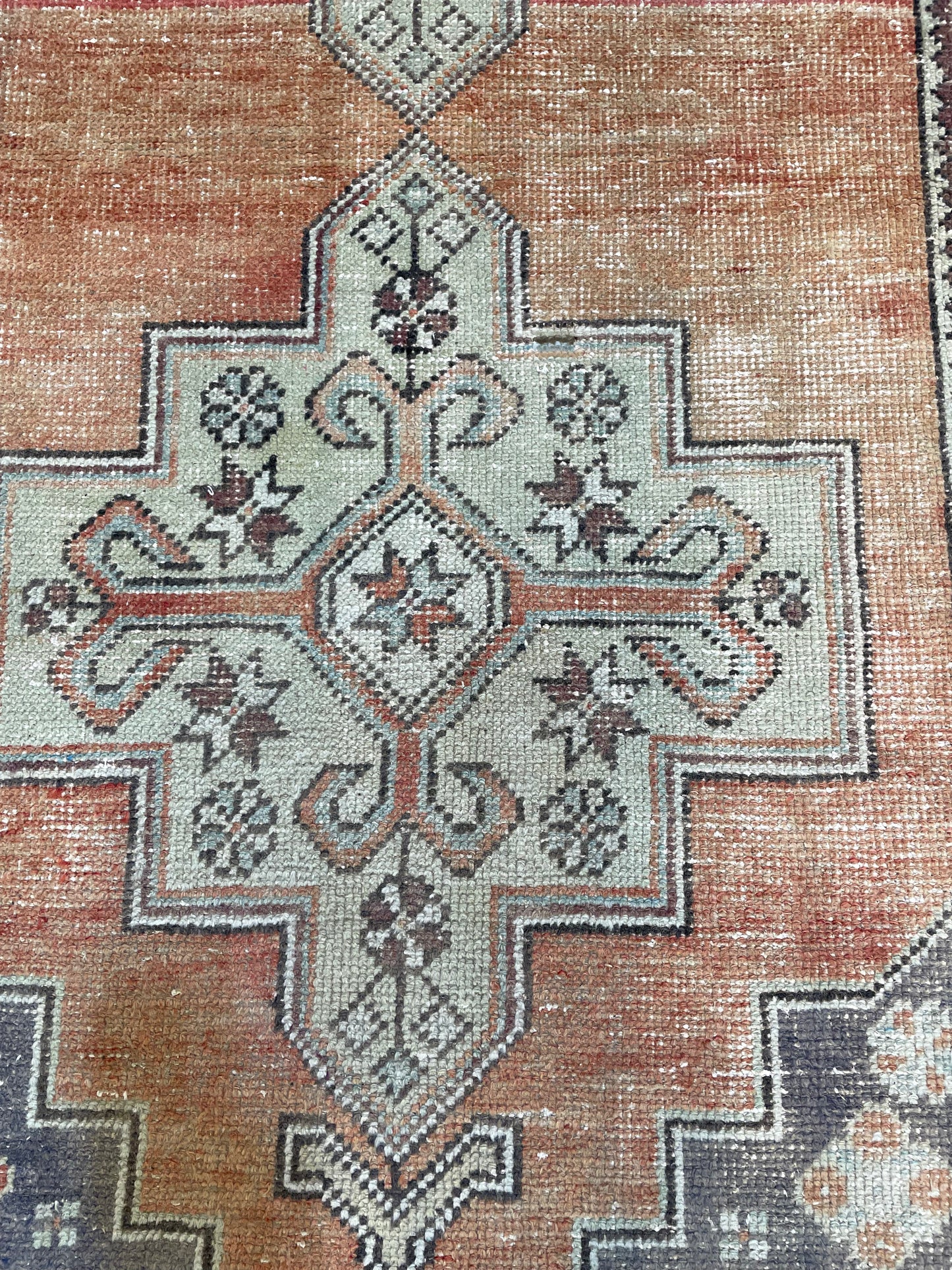 Hand-Knotted Wool Runner Turkish Oushak 3'5" x 7'9"