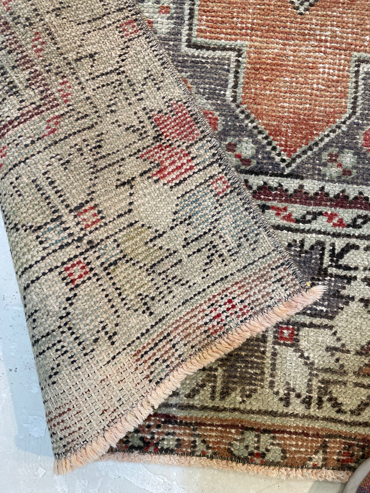 Hand-Knotted Wool Runner Turkish Oushak 3'5" x 7'9"