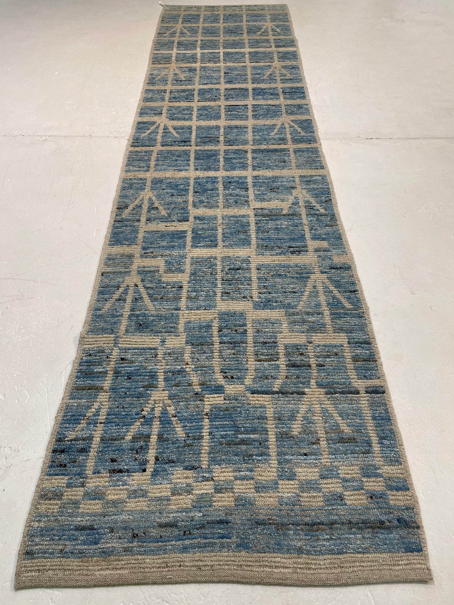 Hand-Knotted Wool Runner Turkish Oushak 2'11" x 11'10"