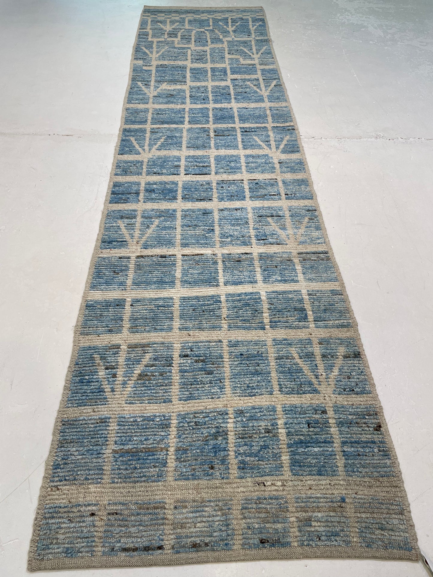 Hand-Knotted Wool Runner Turkish Oushak 2'11" x 11'10"