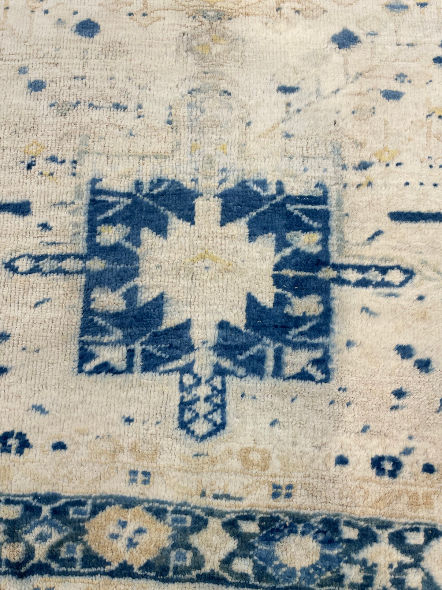Hand-Knotted Wool Runner Turkish Oushak 3'1" x 9'2"