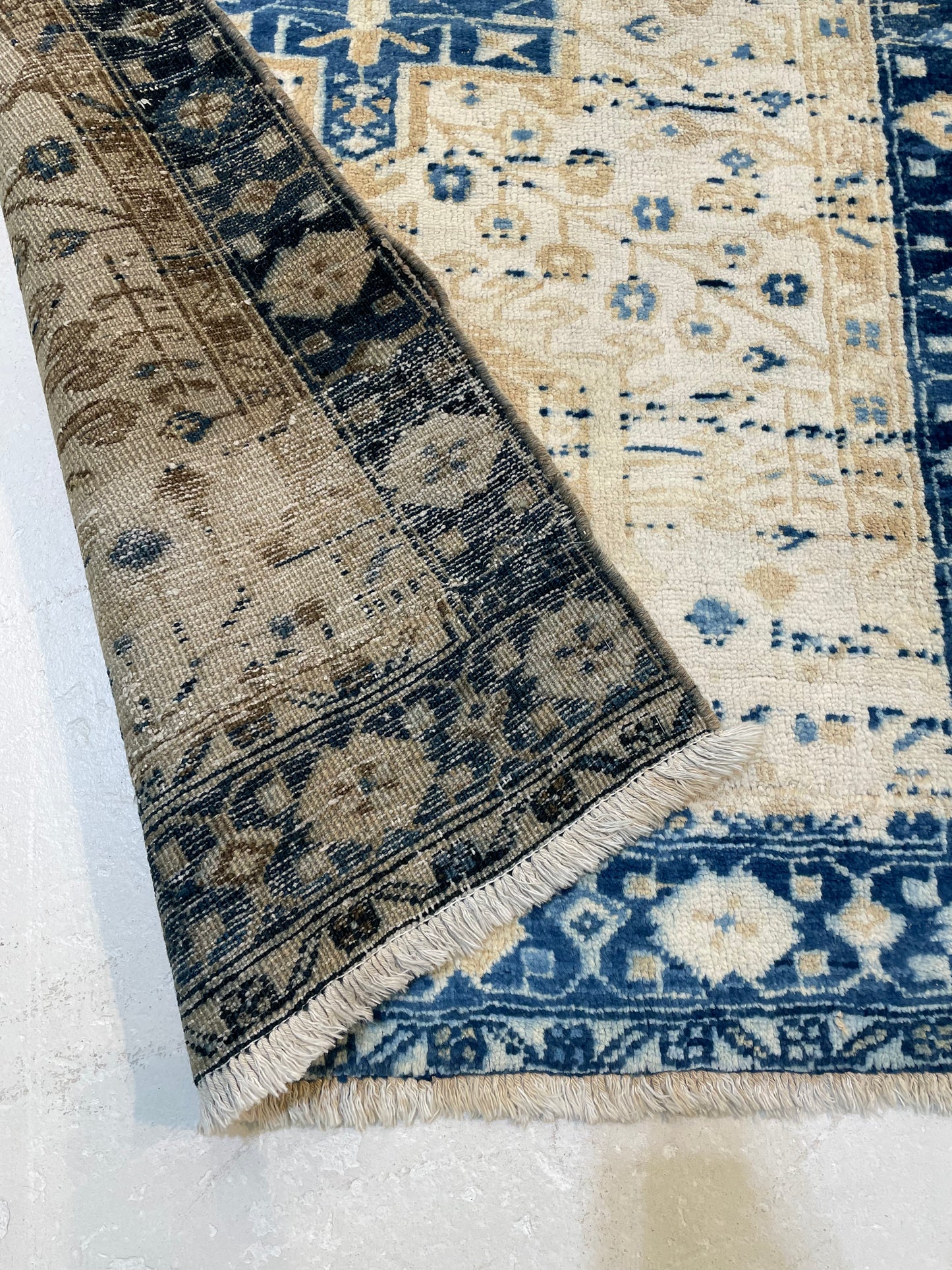 Hand-Knotted Wool Runner Turkish Oushak 3'1" x 9'2"
