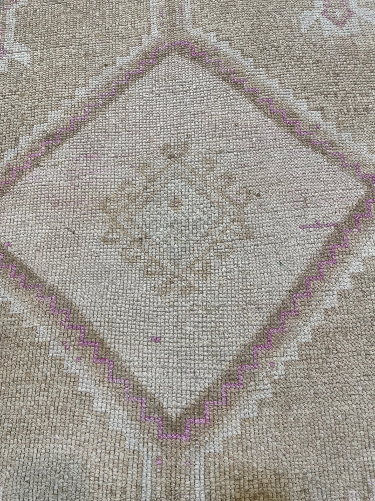 Hand-Knotted Wool Runner Turkish Oushak 3'1" x 9'7"