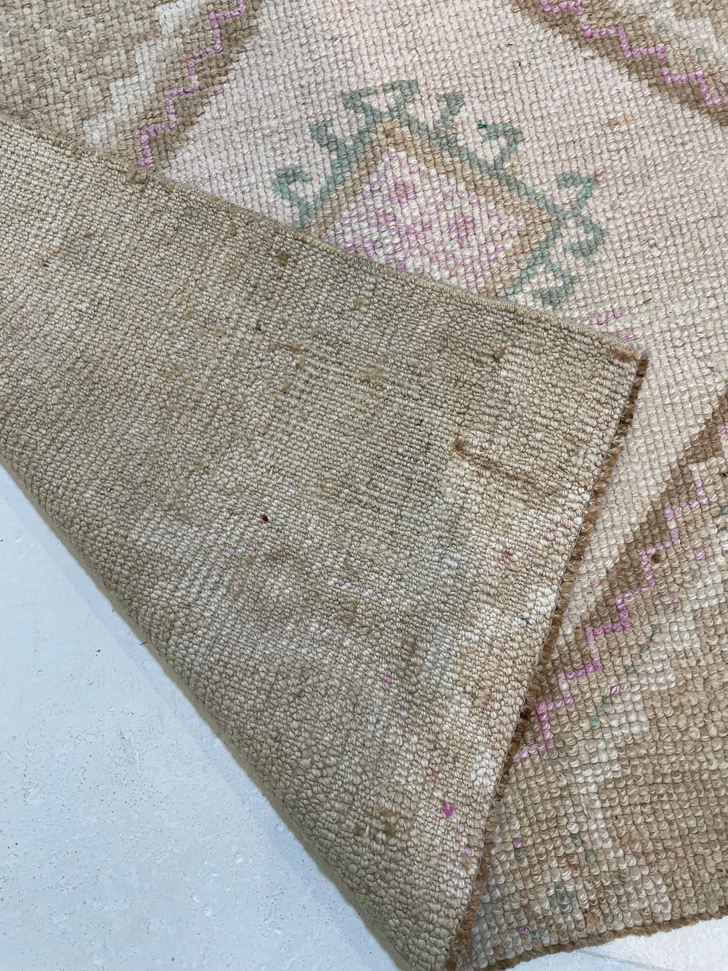 Hand-Knotted Wool Runner Turkish Oushak 3'1" x 9'7"