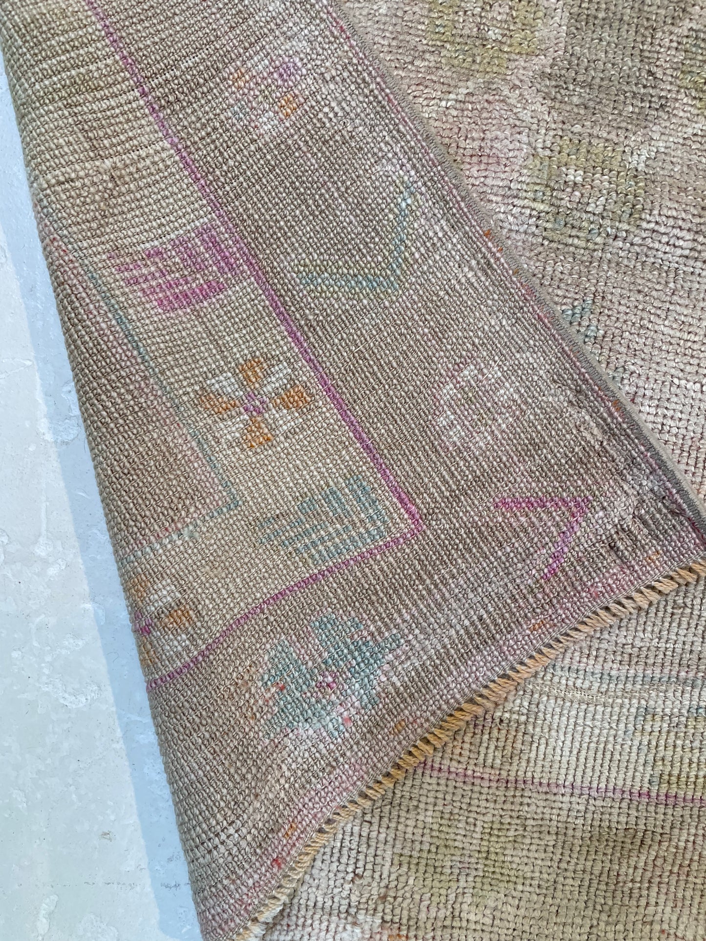 Hand-Knotted Wool Runner Turkish Oushak 2'11" x 10'8"