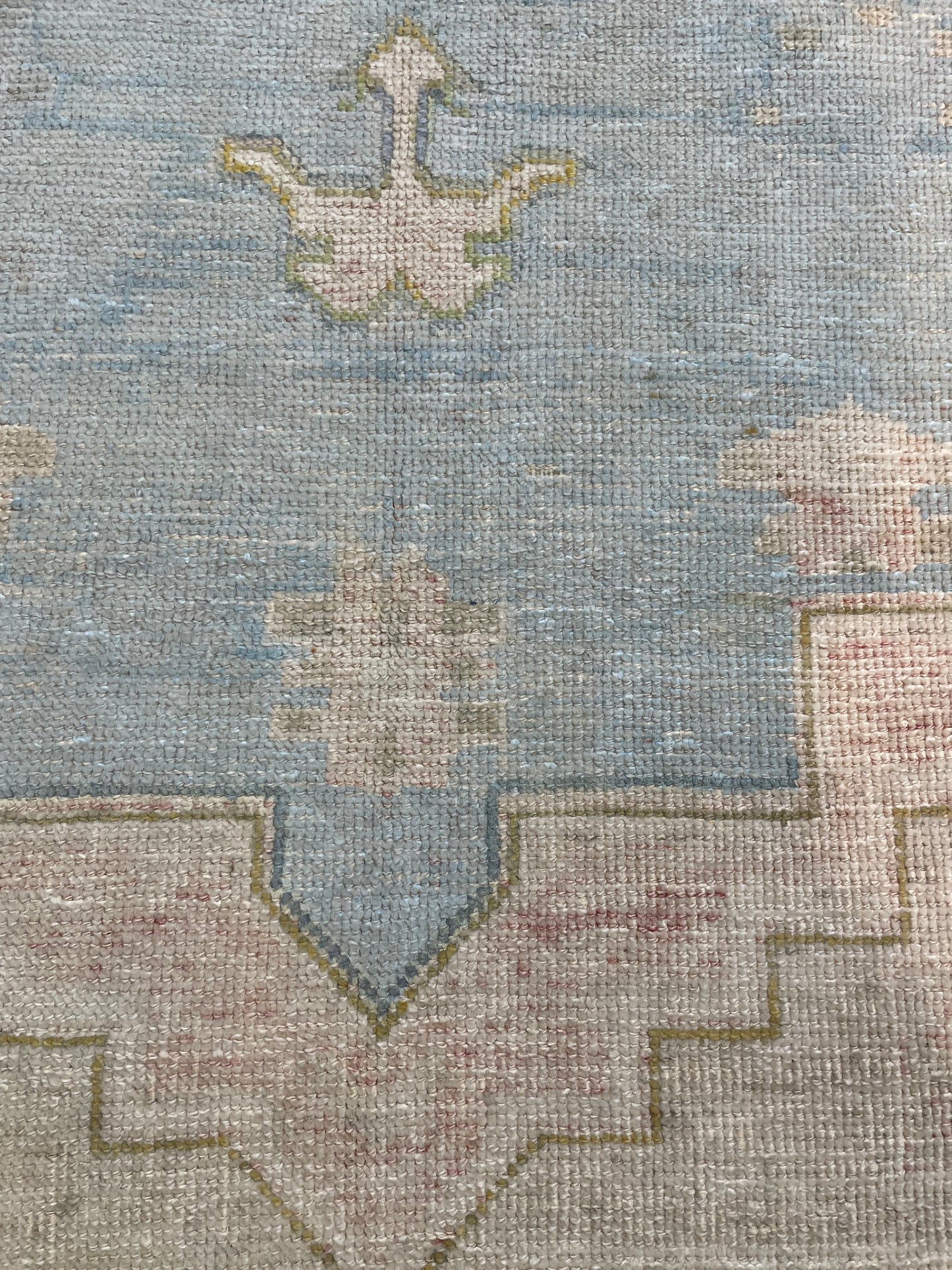 Hand-Knotted Wool Runner Turkish Oushak 3'5" x 11'1"
