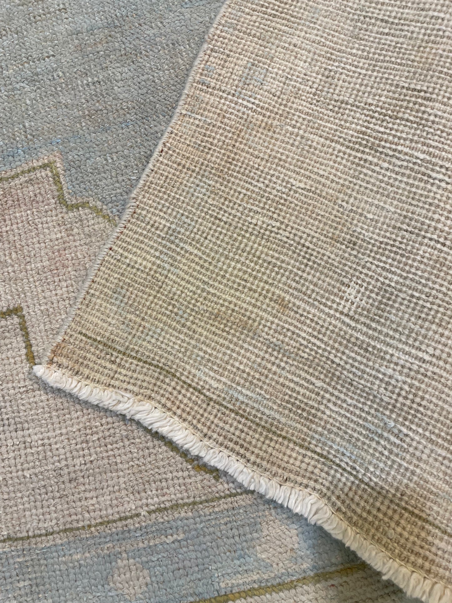 Hand-Knotted Wool Runner Turkish Oushak 3'5" x 11'1"