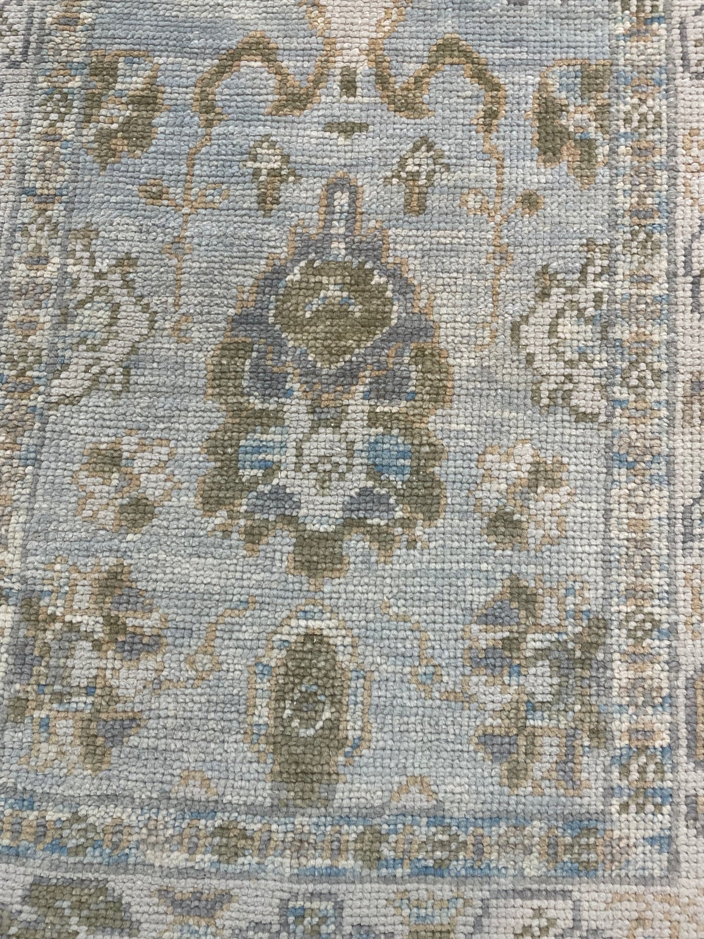 Hand-Knotted Wool Runner Turkish Oushak 2'7" x 17'2"