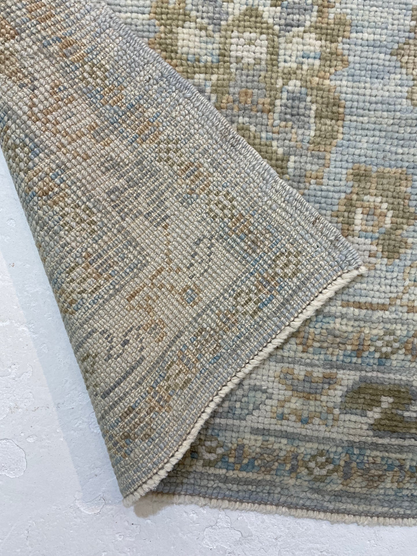 Hand-Knotted Wool Runner Turkish Oushak 2'7" x 17'2"