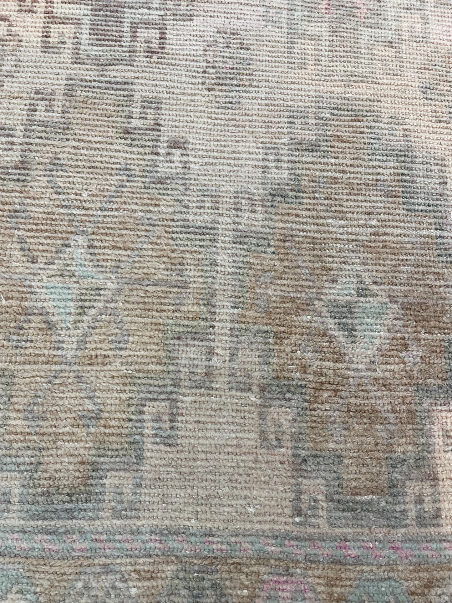 Hand-Knotted Wool Runner Turkish Oushak 3'5" x 10'4"