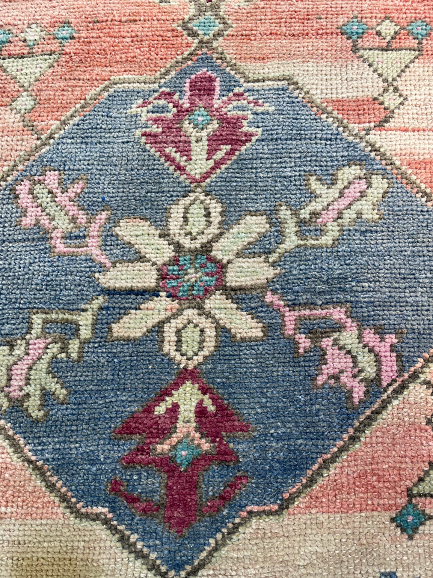 Hand-Knotted Wool Runner Turkish Oushak 3'3" x 10'1"