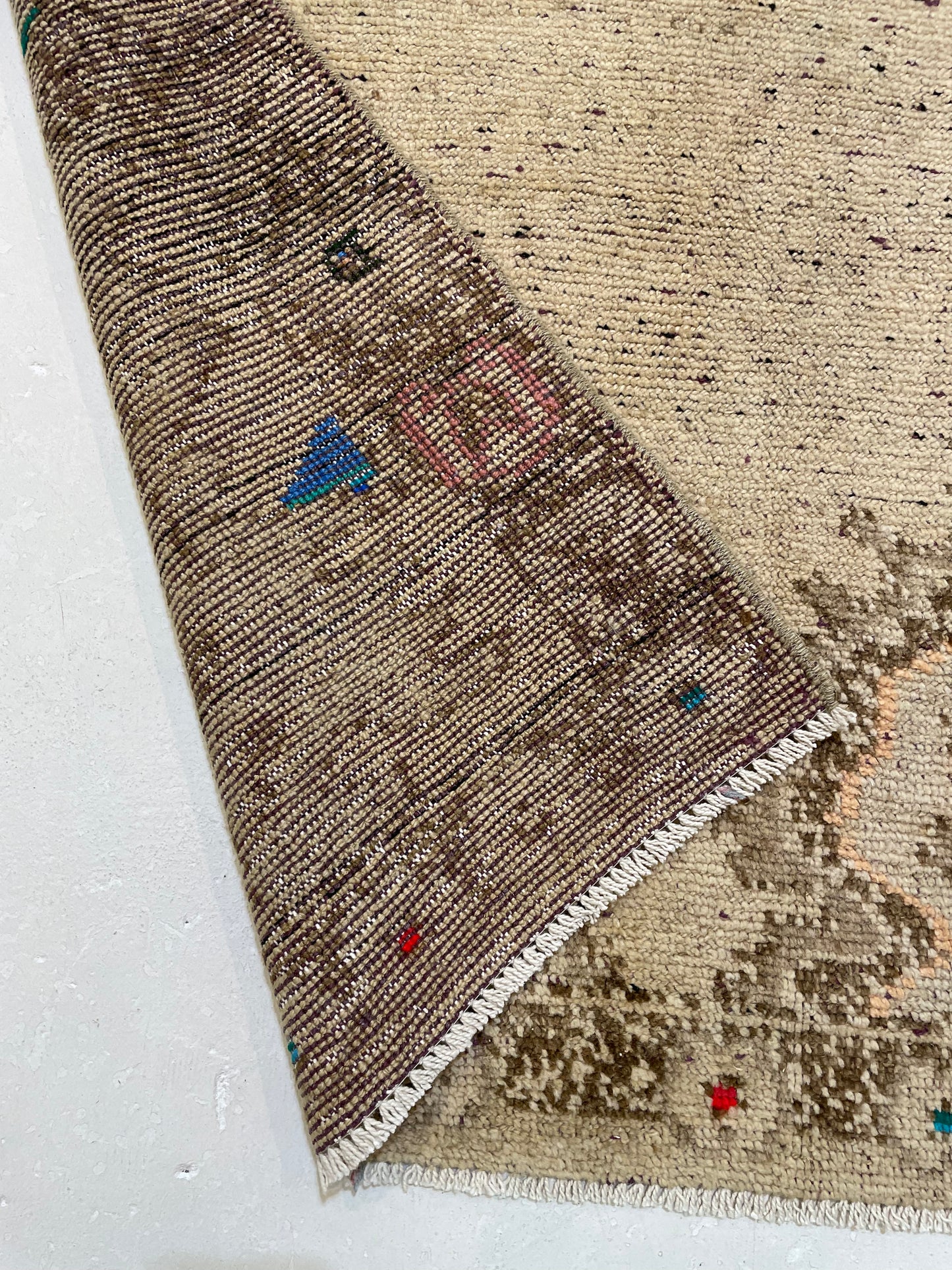 Hand-Knotted Wool Runner Turkish Oushak 3'1" x 10'1"