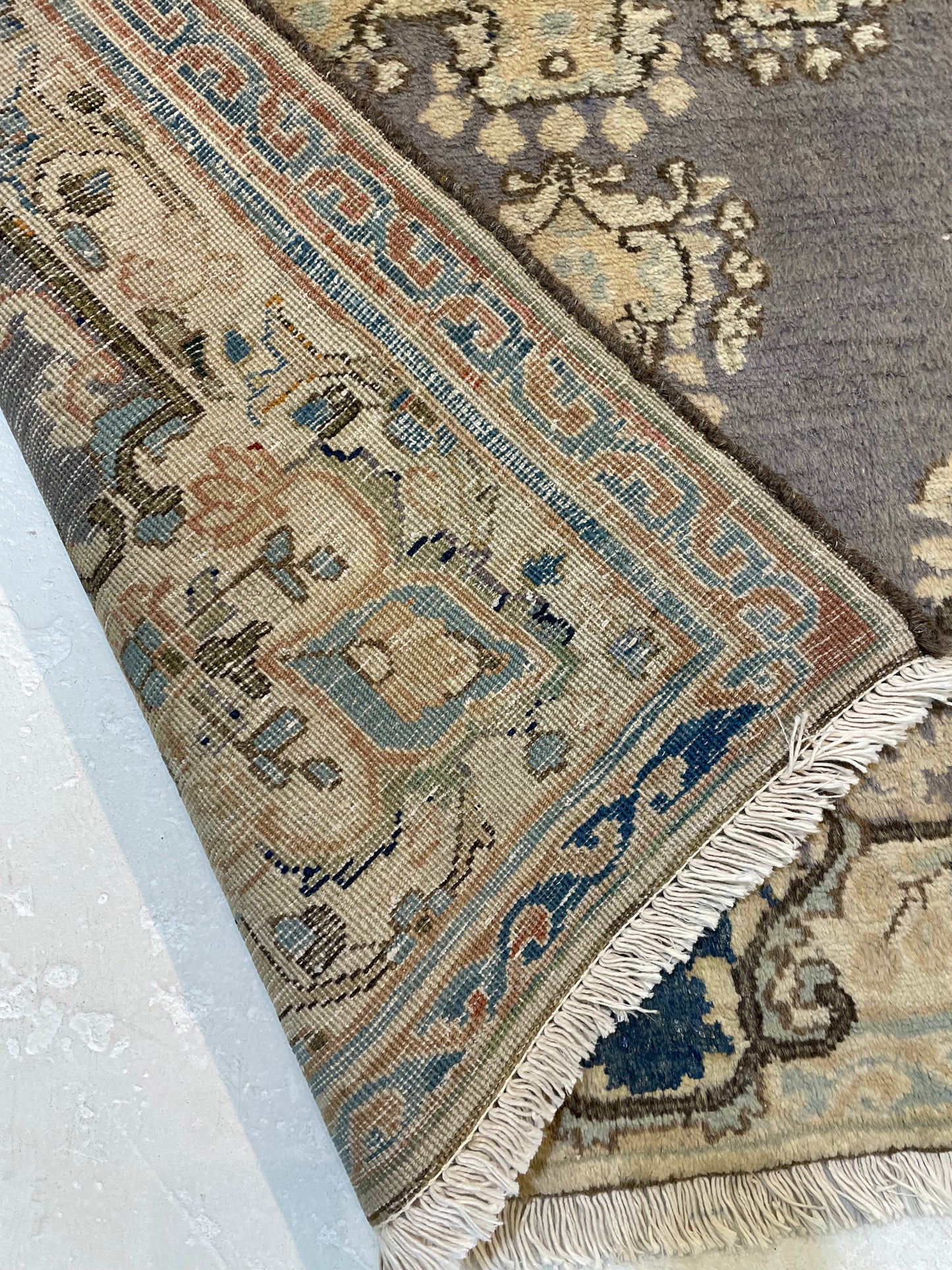Hand-Knotted Wool Runner Turkish Oushak 3'1" x 12'11"