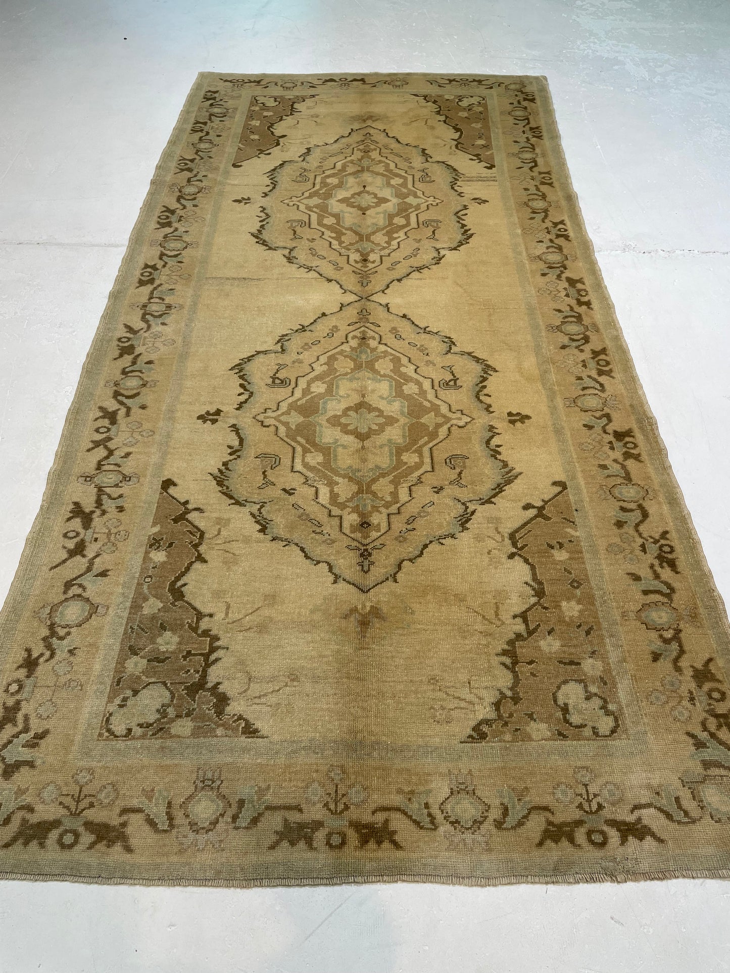 Hand-Knotted Wool Gallery Size Turkish Oushak 5' x 10'5"