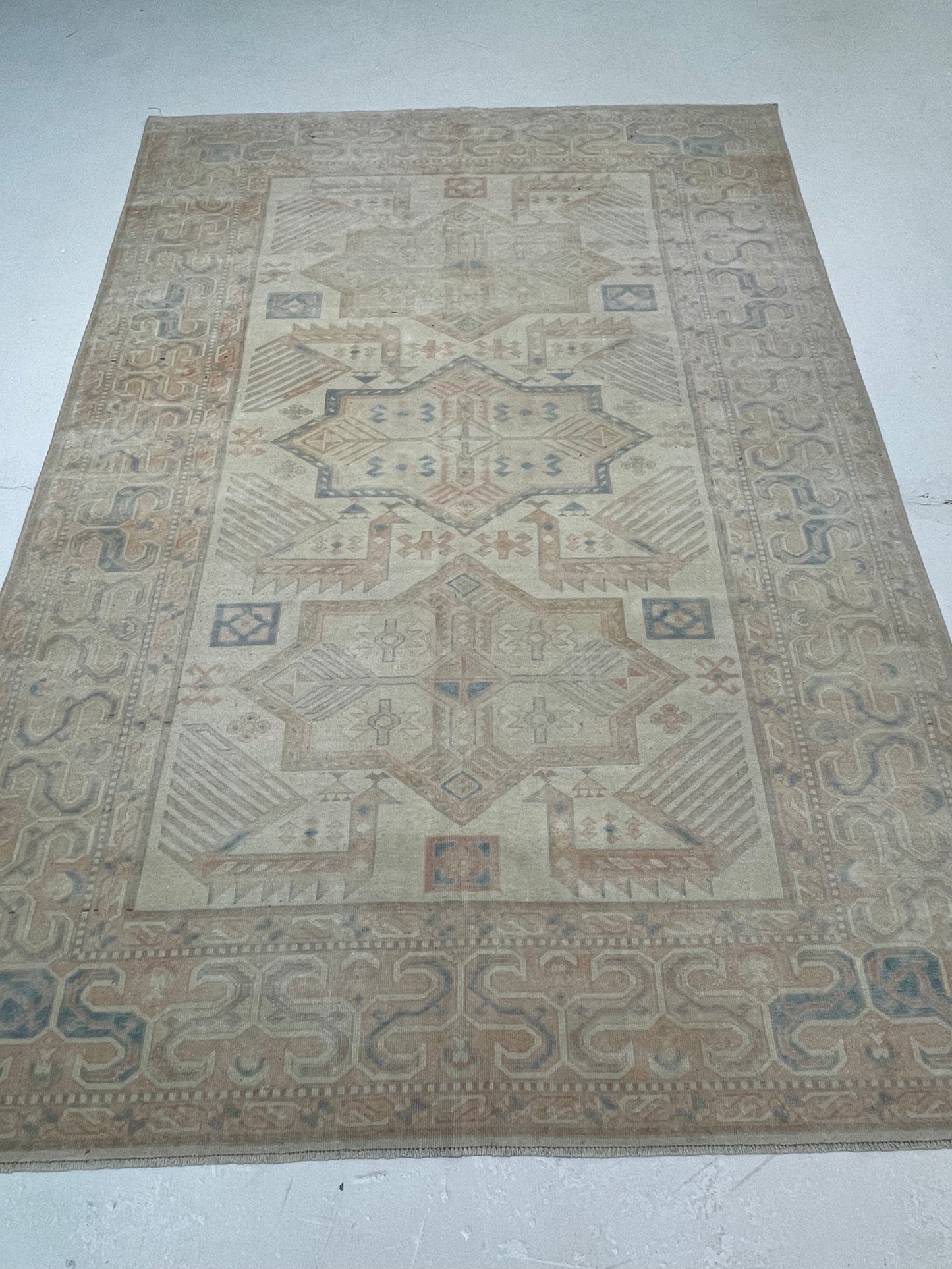 Hand-Knotted Wool Area Rug Turkish Oushak 5'8" x 8'