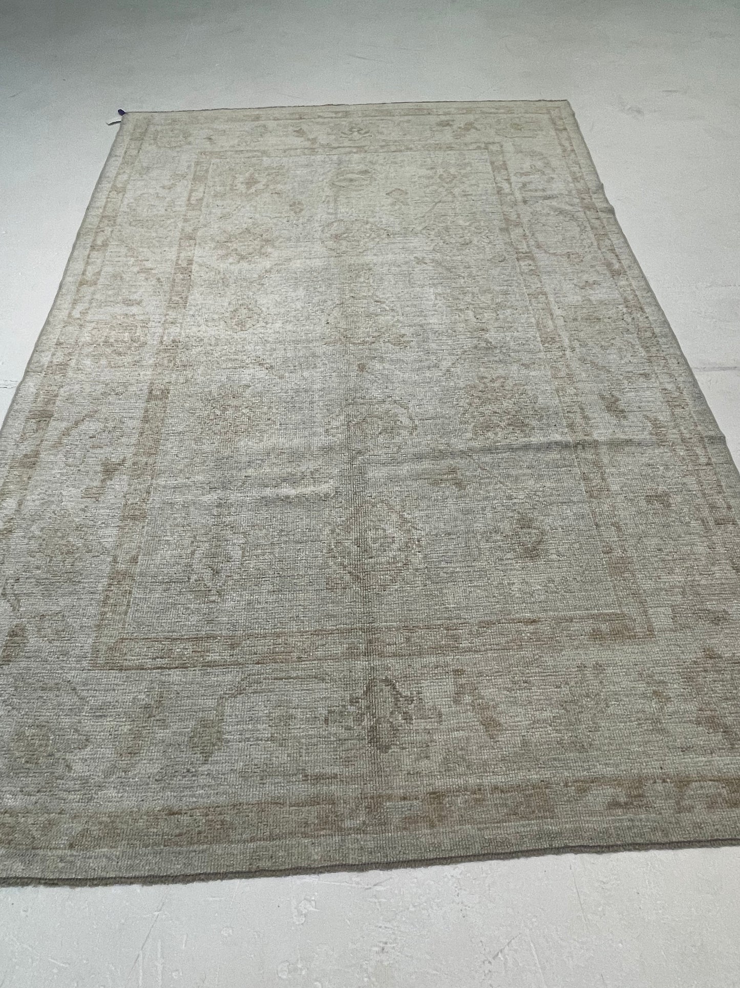 Hand-Knotted Wool Area Rug Turkish Oushak 6'3" x 9'1"