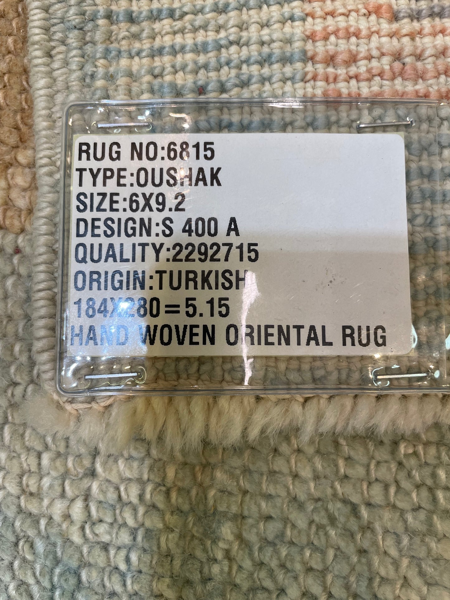 Hand-Knotted Wool Area Rug Turkish Oushak 6' x 9'2"