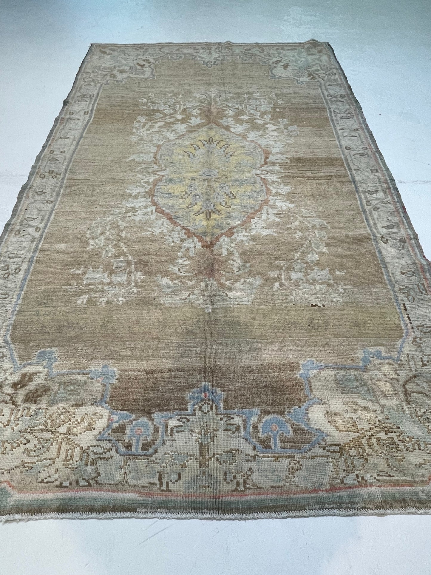 Hand-Knotted Wool Area Rug Turkish Oushak 6'1" x 10'7"