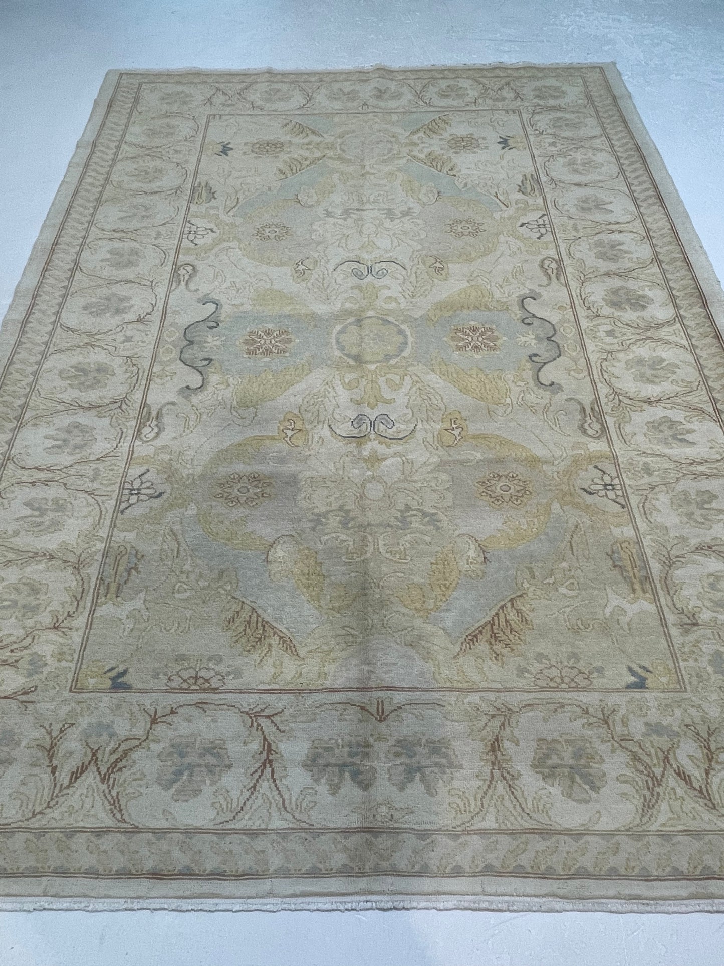 Hand-Knotted Wool Area Rug Turkish Oushak 6'3" x 8'7"