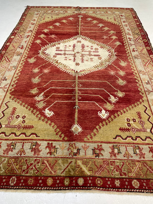 Hand-Knotted Wool Area Rug Turkish Oushak 6'2" x 9'4"