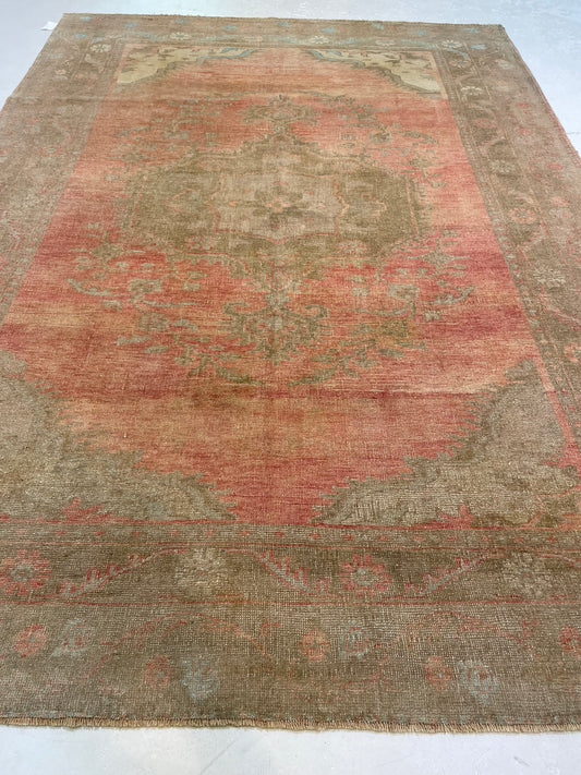 Hand-Knotted Wool Area Rug Turkish Oushak 6'8" x 9'5"