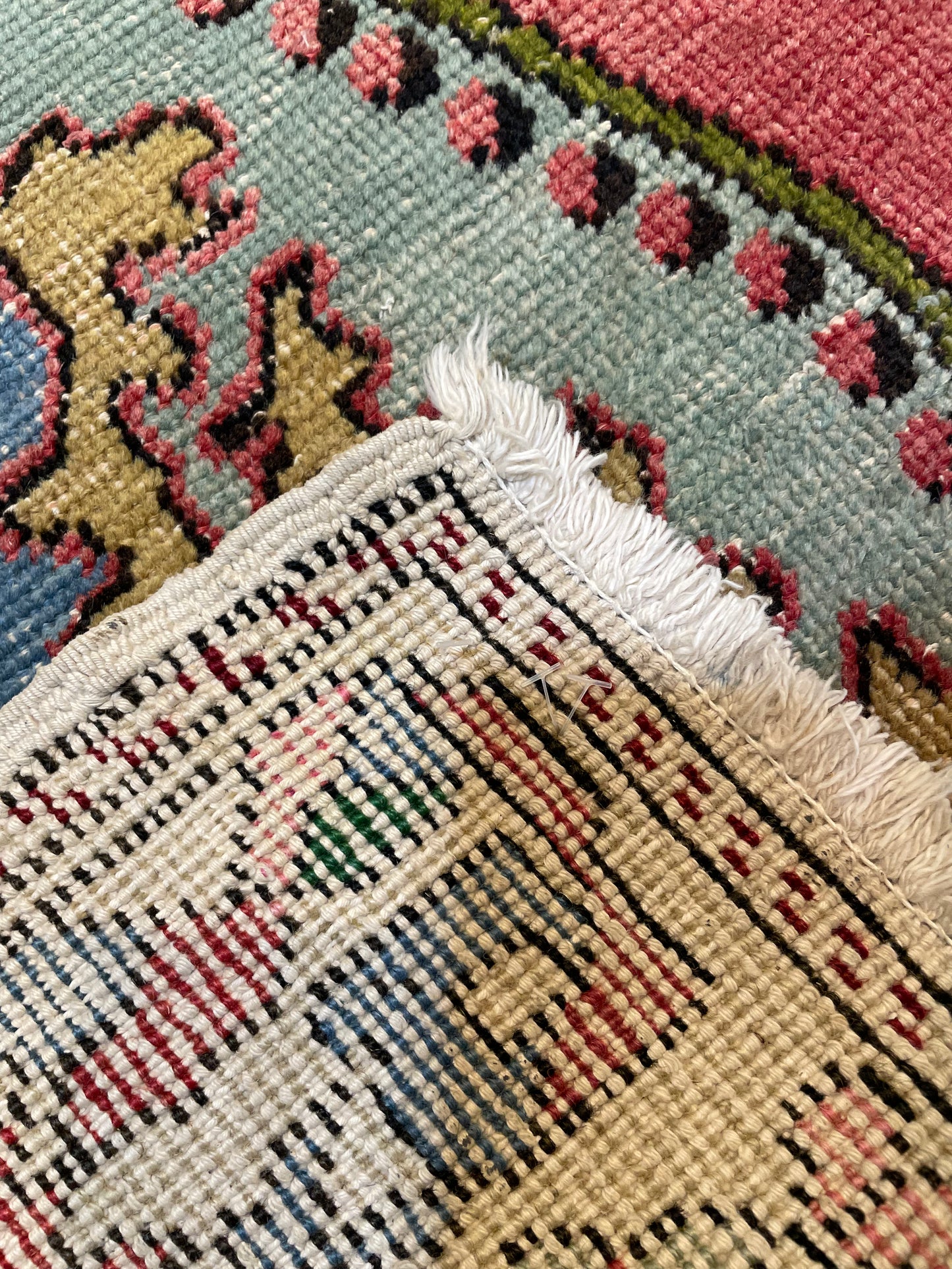 Hand-Knotted Wool Runner Turkish Oushak 4'4" x 8'4"