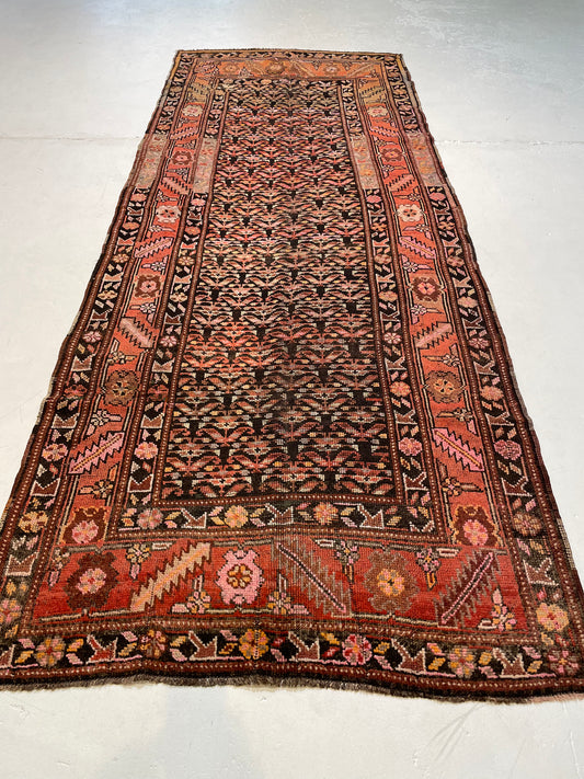 Hand-Knotted Wool Runner Turkish Oushak 4'4" x 11'2"