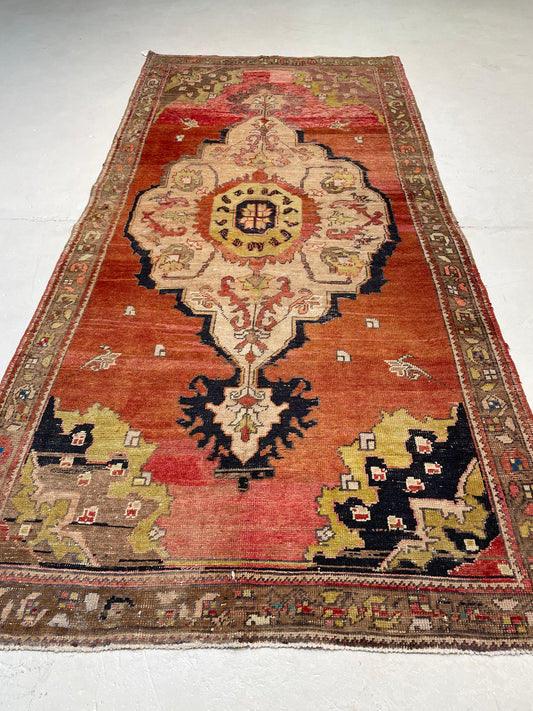 Hand-Knotted Wool Runner Turkish Oushak 5' x 10'5"
