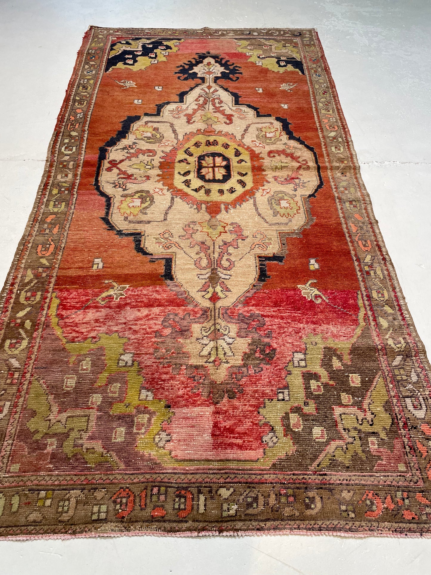 Hand-Knotted Wool Runner Turkish Oushak 5' x 10'5"
