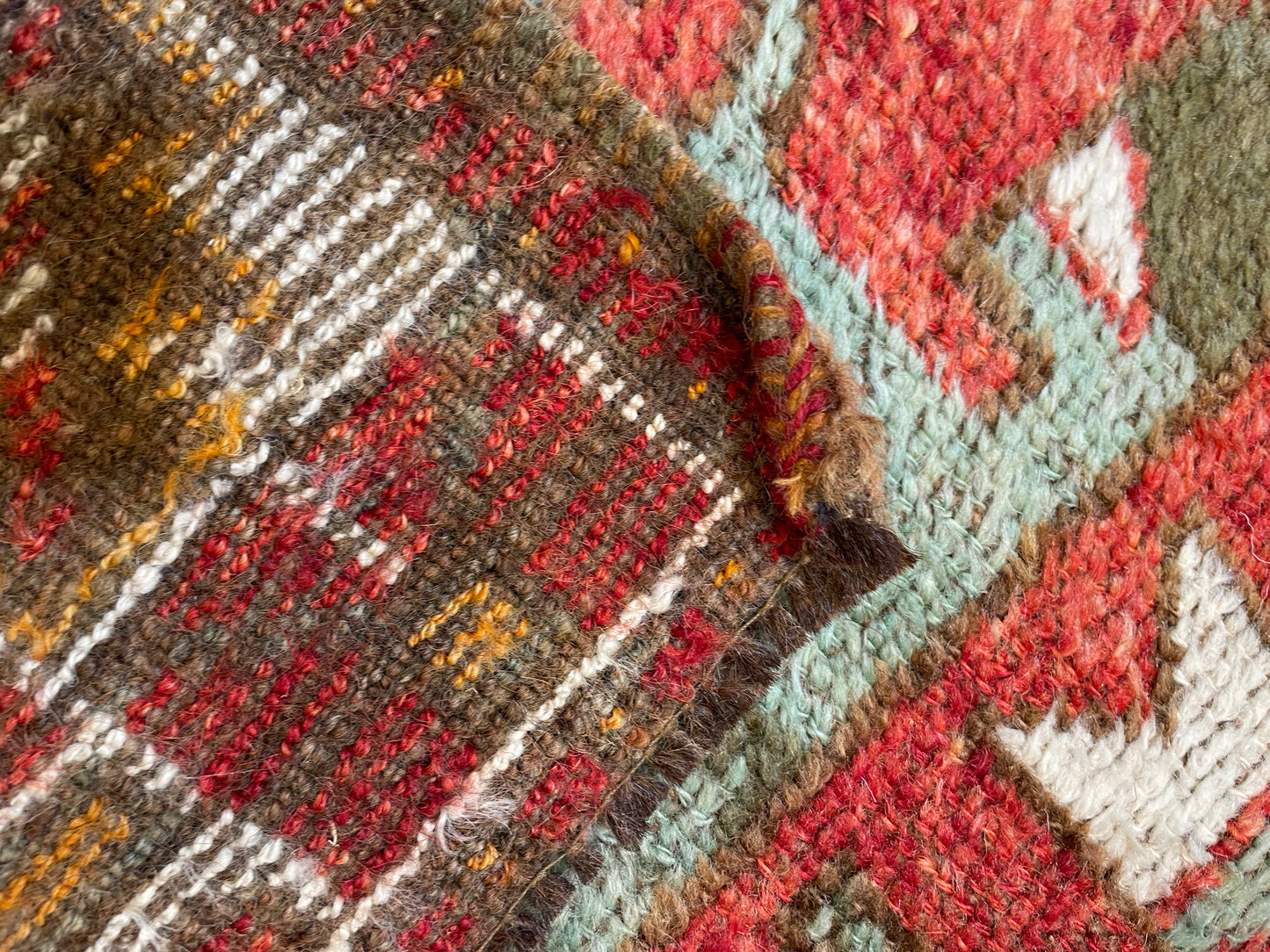 Hand-Knotted Wool Runner Turkish Oushak 4'4" x 10'10"