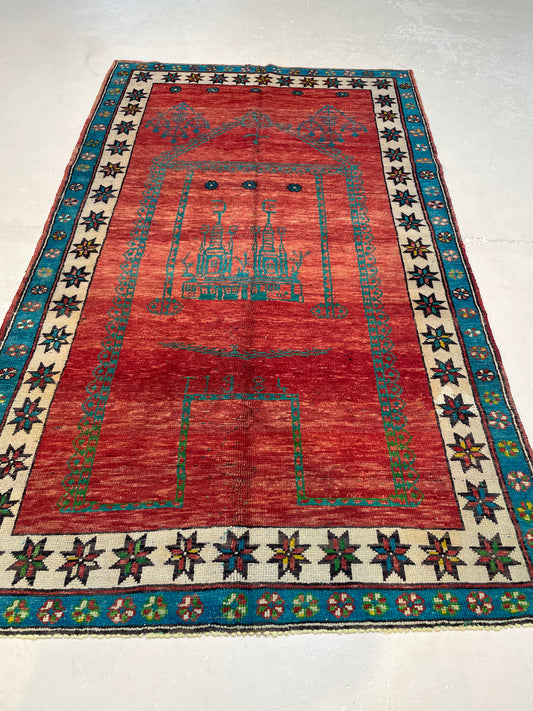 Hand-Knotted Wool Runner Turkish Oushak 4'10" x 8'2"